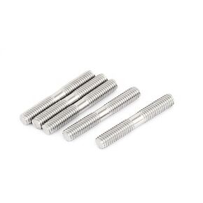 Uxcell M6x40mm 304 الفولاذ المقاوم للصدأ نهاية مزدوجة مسمار مسمار المسمار 5 قطع
