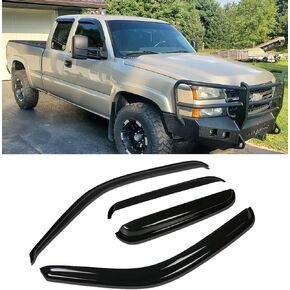 Side Window Visor Vent Deflector fit for 2007-2014 Chevy Silverado/GMC Sierra 1500/2500HD/3500HD Crew Cab, 07-14 Yukon XL/Suburban/Avalanche,4pcs Out-Channel Sun Rain Guards 94515