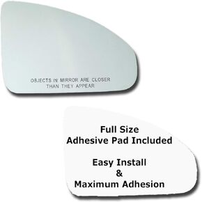 Mirror Glass + Full Size Adhesive Pad for 2003-2008 Infiniti FX35 FX45 Passenger Side Replacement (2003 2004 2005 2006 2007 2008 03 04 05 06 07 08)