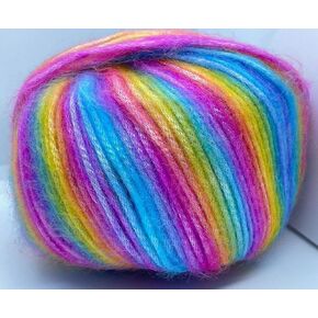 Ice Yarns Picasso Rainbow: Blue, Purple, Green, Yellow, Orange, Pink Fuzzy with Subtle Sheen Yarn, Polyester, Acrylic Blend 50 Gram 125 Yards