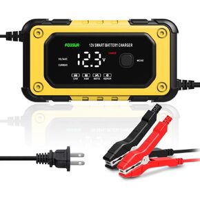 Car Battery Charger with LED Display,Smart & Automatic Trickle Charger for 12V AGM Gel Deep Cycle Battery,Multiple Charging Modes Battery Chargers for Car SUV Motorcycle (Red)