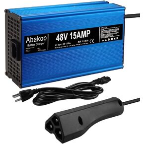 Abakoo 48V 15A Golf Cart Battery Charger Power Supply for Ez-Go EZgo TXT, with RXV Plug 3 Prong Connector