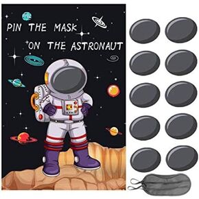 Pin the Mask on the Astronaut Game - Kids Solar System/Outer Space Birthday Party Supplies Decorations