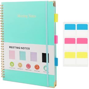 GuanQiao Meeting Notebook for Work with Action Items,Hardcover Spiral Meeting Notes for Note Taking,Professionally Office/Business/Schools Agenda for Men/Women,160 Pages,7 x 10, Teal