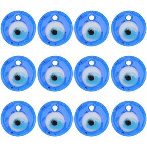 PartyKindom 12Pcs Evil Eye Jewelry Making Beads 3cm Blue Evil Eye Charms Pendants Crafting Glass Beads for Bracelets Necklace Earrings