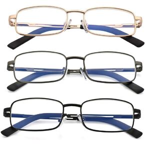 نظارات قراءة للرجال بمفصلات زنبركية وإطار معدني نظارات تحجب الضوء الأزرق وقارئات الكمبيوتر بالأشعة فوق البنفسجية in Kuwait