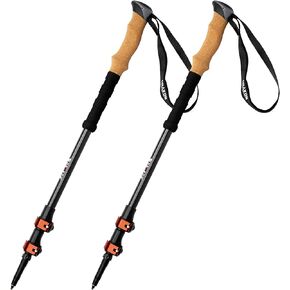 Drakon Outdoors - Drakon Sticks 2.0 - Heavy Duty Carbon Fiber Trekking Poles - Ultralight Collapsible Poles with Cork Handles, Flip Locks, Carbide Tips