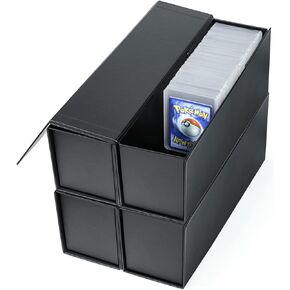 Trading Card Storage Box, Baseball Card Storage Box Holds 900+ Sport Cards or 200 Toploaders, Fits Football, Basketball, Hockey, Gaming & Trading Cards, 13x4x3 inches - Vertical Version - 4 Pack