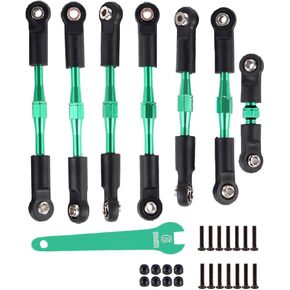 Adjustable Turnbuckles Upgrades Part for 1/10 Slash/Rustler/Stampede/Bandit VXL 4WD, Adjustable Turnbuckles Camber Links Toe Link,7PCS Green
