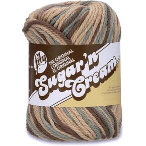 خيط Lily Sugar 'N Cream The Original Ombre، 2 أونصة، قياس 4 متوسط، 100% قطن، أرضي - يُغسل ويُجفف في الغسالة