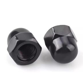 8-32 Black Acorn Cap Nuts, Stainless Steel 304 (18-8) Black Coating Acorn Nuts, 50Pcs-Pack