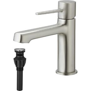 Chrome Bathroom Faucet Single Handle One Hole Bathroom Sink Faucet Modern Vanity Lavatory Basin Water Tap with Pop Up Drain