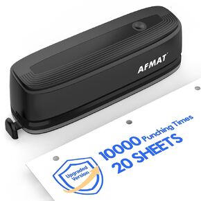 Electric 3 Hole Punch, Upgraded 10000 Punching Times, 20 Sheets Capacity, Battery Powered Three Hole Puncher, Corded Electric Paper Puncher, Fast & Effortless & Long Lasting for Office/School/Studio