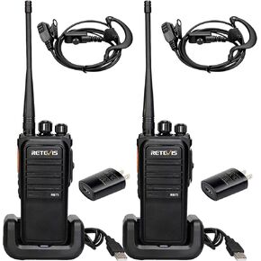 Retevis RB75 GMRS Two Way Radio, 4500mAh Big Battery, Waterproof Walkie Talkies Long Range, Hands-Free, Walkie Talkie with Earpiece for Hiking Camping Cruise (2 Pack)