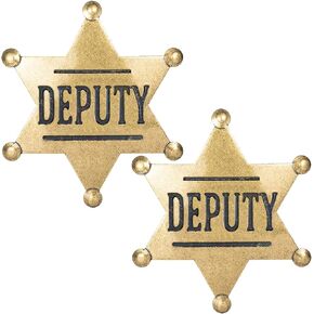Finduat 2 Pcs Mental Western Deputy Badge for Kids Adults Party Favors Supplies, School Carnival Prizes, Party Bag Gift Fillers