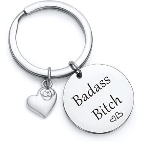 RSZOTW Badass Gift Cancer Patient Jewelry Cancer Fighter Gift Girl Power Gift Badass Bitch Keychain