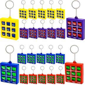 24 Packs Tic-Tac-Toe Keychain Tic-Tac-Toe Game Pendant Mini Portable Pocket Board Games Tic Tac Toe keyring for Backpack Clip Birthday Party Travel