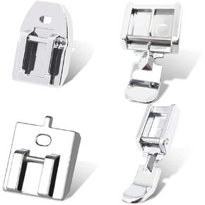 Kalevel 4pcs Zipper Foot Sewing Machine Presser Foot Set Invisible Snap on Narrow Zipper Foot Compatible with Singer, Brother, Janome, Babylock, Elna, Euro-Pro, Simplicity, White, Juki (4pcs Set)