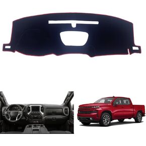 Kakash Custom Interior Accessories for Silverado 1500 2019 2020 2021 2022 Dashboard Cover Mat Dash Covers Reduces Glare Eliminates Cracking Protector Sunshade No Glare(Black edge)