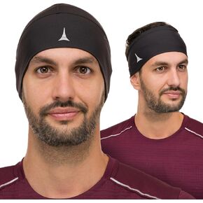 Helmet Liner Sweat Wicking Skull Cap Beanie + Stretchy Sports Headband for Men & Women