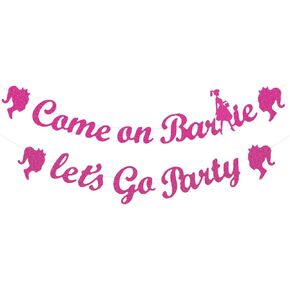 Pink Girl Party Decorations - Hot Pink Girl Princess Themed Birthday Party Banner Pre-strung - Princess Party Banner Girl Party Props Birthday Decorations for Pink Girl Party Favor in Kuwait