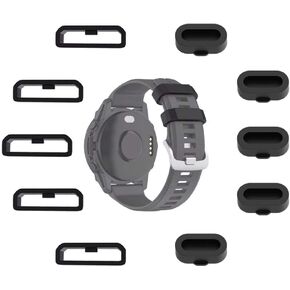 22mm Watch Strap Loops for Garmin Fenix 7/6/5 Forerunner 965/955/945/935/745/265/255 Smartwatch Fastener Rings[5Pcs]+ 5Pcs Dust Plug, Silicone Replacement Secure Rings Connector Holders Loop