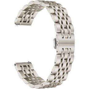 TRUMiRR Band for Samsung Galaxy Watch 6 5 4 40mm 44mm / Active 2, 20mm Solid Metal Stainless Steel Watchband Butterfly Buckle Strap for Garmin Vivoactive 5 / Venu Sq 2