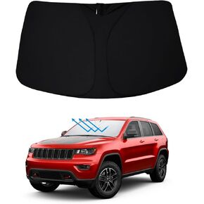 Bestview Front Windshield Sun Shade Compatible with Jeep Grand Cherokee 2011-2021, Foldable Reflective Sunshade for Car Front Window, 3 Layers 210T Material