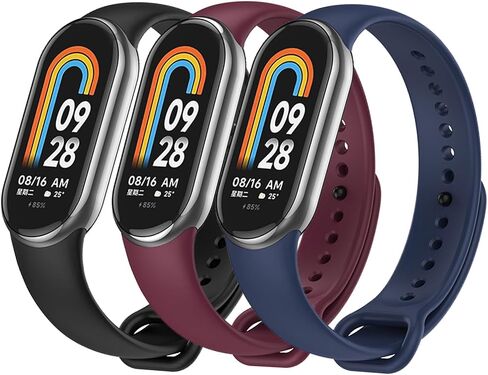3 عبوات من الأربطة لـ Mi Band 8 حزام ناعم من السيليكون بديل سوار معصم رياضي لـ Xiaomi Mi Band 8 ملحقات حزام الساعة للنساء والرجال in Saudi Arabia