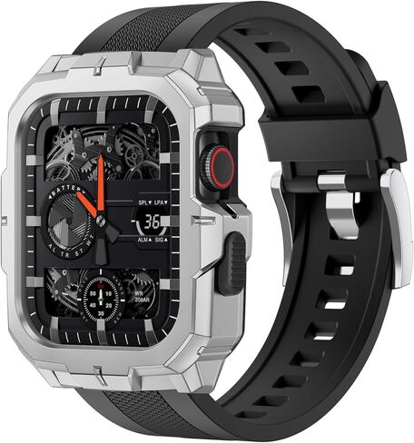 أحزمة SUNFWR متوافقة مع سوار ساعة Apple مقاس 45 ملم و44 ملم مع حافظة، وحزام رياضي متين مع غطاء واقٍ للرجال لسلسلة iWatch 9/8/7/6/5/4/SE in Kuwait