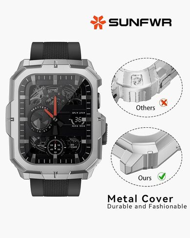 أحزمة SUNFWR متوافقة مع سوار ساعة Apple مقاس 45 ملم و44 ملم مع حافظة، وحزام رياضي متين مع غطاء واقٍ للرجال لسلسلة iWatch 9/8/7/6/5/4/SE in Kuwait