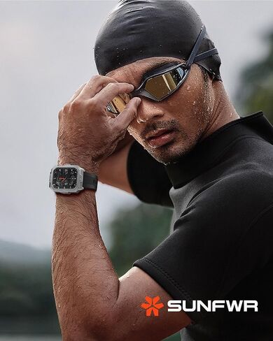 أحزمة SUNFWR متوافقة مع سوار ساعة Apple مقاس 45 ملم و44 ملم مع حافظة، وحزام رياضي متين مع غطاء واقٍ للرجال لسلسلة iWatch 9/8/7/6/5/4/SE in Kuwait