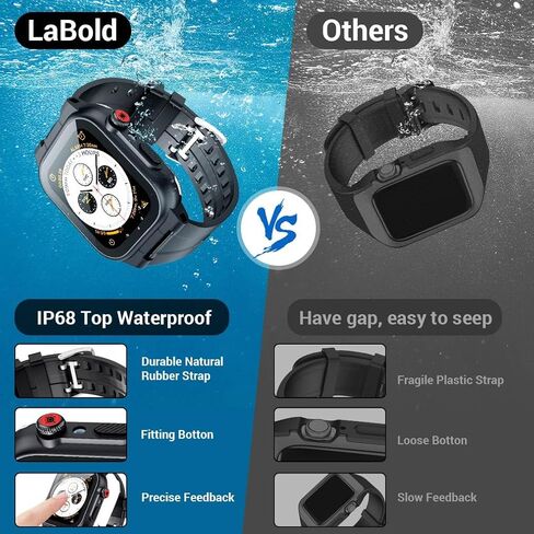 IP68 Waterproof Case with Band and Screen Protector Compatible for Apple Watch Series 10 9 8 7 6 5 4 3 2 SE2 SE,42mm in Kuwait