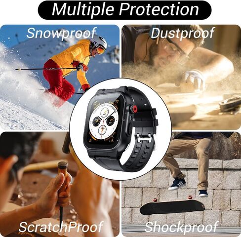 IP68 Waterproof Case with Band and Screen Protector Compatible for Apple Watch Series 10 9 8 7 6 5 4 3 2 SE2 SE,42mm in Kuwait