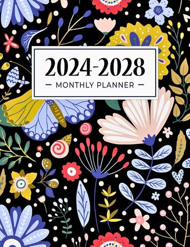 2024-2028 Monthly Planner: 5 years from January 2024 through December 2028 with Holidays and Inspirational Quotes- Vibrant Flowers Cover in Saudi Arabia