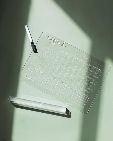 مساعدة - متتبع العادات الأسبوعية من الأكريليك - لوح مسح جاف ومسح نظيف - لاحظ اتجاهات السلوك وتشجيع العادات الصحية - تصميم بسيط للمكتب أو غرفة النوم - المجلة والتركيز in Kuwait