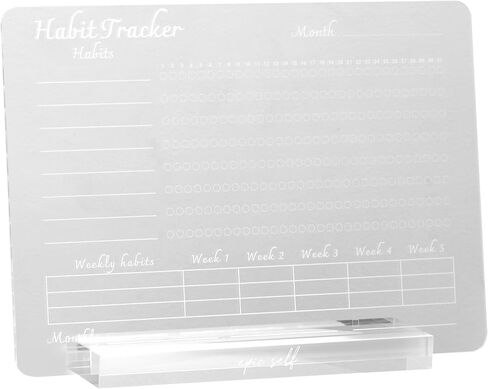مساعدة - متتبع العادات الأسبوعية من الأكريليك - لوح مسح جاف ومسح نظيف - لاحظ اتجاهات السلوك وتشجيع العادات الصحية - تصميم بسيط للمكتب أو غرفة النوم - المجلة والتركيز in Kuwait