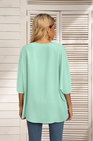 بلوزة VIISHOW للسيدات بأكمام قصيرة ورقبة على شكل حرف V من الشيفون الناعم in Kuwait