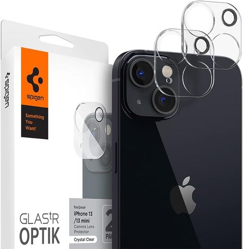 Spigen Camera Lens Screen Protector [GlasTR Optik] Designed for iPhone 13 (2021) / iPhone 13 Mini (2021) - Black [2 Pack]… in Saudi Arabia