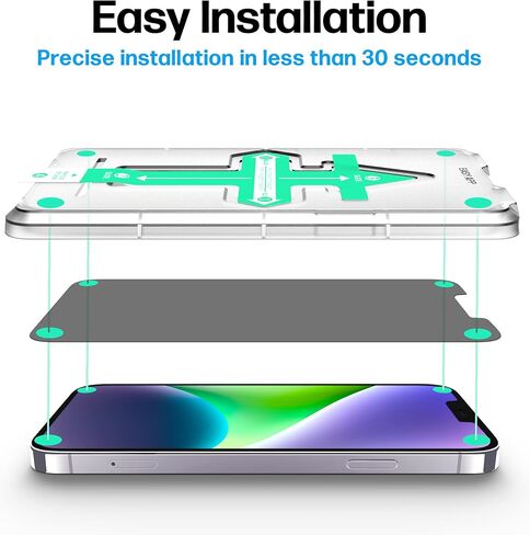 واقي شاشة للخصوصية من Power Theory لهاتف iPhone 14 Plus وiPhone 13 Pro Max من الزجاج المقوى ضد التجسس مع صينية سهلة التركيب in Kuwait