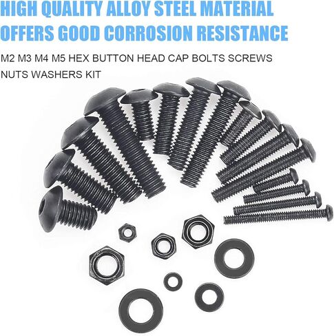 1220 PCS M2 M3 M4 M5, 304 Stainless Steel Hex Flat Head Cap Bolts Screws Nuts Washers Assortment Kit with Hex Wrenches in Saudi Arabia