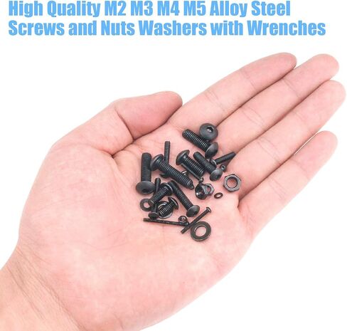 1220 PCS M2 M3 M4 M5, 304 Stainless Steel Hex Flat Head Cap Bolts Screws Nuts Washers Assortment Kit with Hex Wrenches in Saudi Arabia