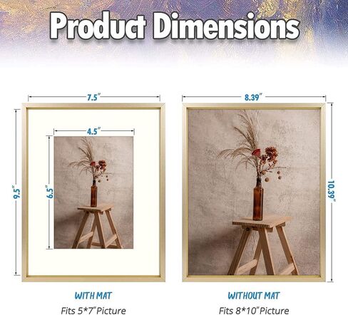 AUEAR, 16x20 Aluminum Frame in Gold - Real Glass - Made to Display Pictures 11x14 with Ivory Color Mat Horizontal and Vertical Formats for Wall (2 Pack) in Saudi Arabia