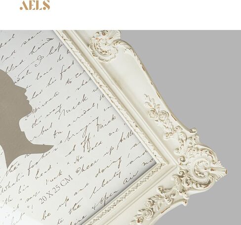 إطار صورة عتيق مقاس 8 × 10 بوصة من AELS، إطارات صور عتيقة أنيقة مع واجهة زجاجية، عرض للصور، تعليق على الحائط على سطح الطاولة، أفكار للهدايا، كرمة ذات أربع زوايا باللون الأبيض الفاتح in Kuwait