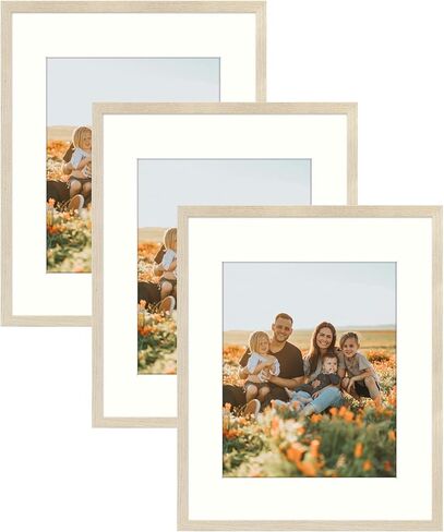 Golden State Art، إطار صورة/صندوق ظل بيج مقاس 11 × 14 - حصيرة عاجية للصور مقاس 8 × 10 - شماعات مسننة لعرض الحائط - رائعة للصور العائلية والصور الشخصية وصور الأطفال (بيج) in Saudi Arabia