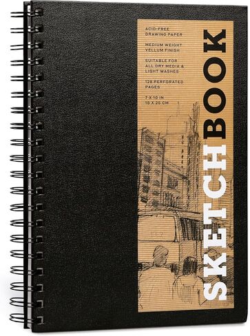 Sketchbook 7 x 10" Black Spiral Hardcover Mixed Media Sketchbook for Drawing, Acid-Free Quality Paper (128 pages) (Union Square & Co. Sketchbooks) (Volume 1) in Saudi Arabia