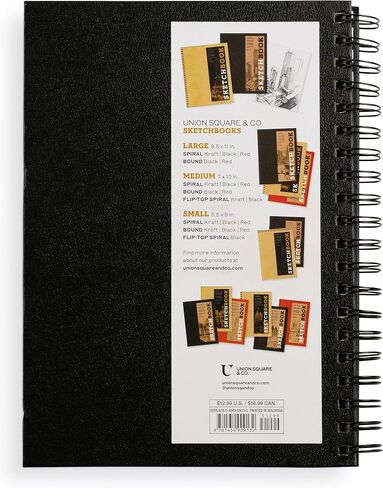 Sketchbook 7 x 10" Black Spiral Hardcover Mixed Media Sketchbook for Drawing, Acid-Free Quality Paper (128 pages) (Union Square & Co. Sketchbooks) (Volume 1) in Saudi Arabia