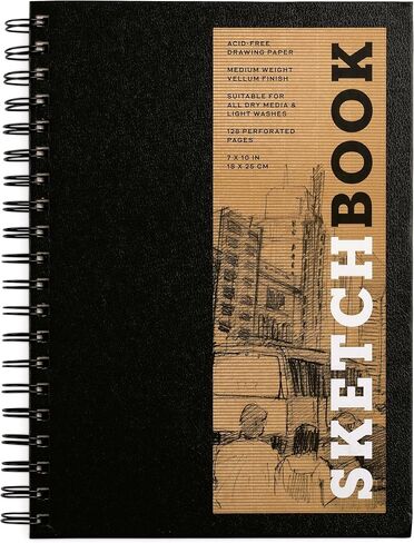 Sketchbook 7 x 10" Black Spiral Hardcover Mixed Media Sketchbook for Drawing, Acid-Free Quality Paper (128 pages) (Union Square & Co. Sketchbooks) (Volume 1) in Saudi Arabia