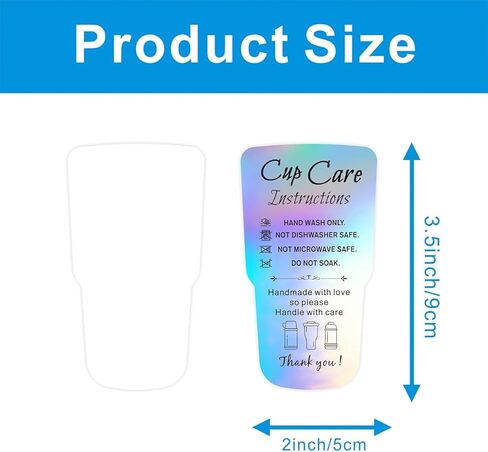 240 قطعة من تعليمات العناية بالأكواب، بطاقات ثلاثية الأبعاد، تغليف، بطاقة توجيه العميل للأكواب، الكوب، الكوب، صاحب متجر الأعمال الصغيرة عبر الإنترنت، 3.5 × 2 بوصة in Kuwait