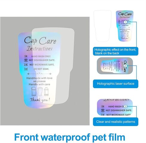 240 قطعة من تعليمات العناية بالأكواب، بطاقات ثلاثية الأبعاد، تغليف، بطاقة توجيه العميل للأكواب، الكوب، الكوب، صاحب متجر الأعمال الصغيرة عبر الإنترنت، 3.5 × 2 بوصة in Kuwait